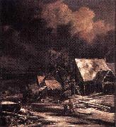 Jacob Isaacksz. van Ruisdael Village in Winter by Moonlight oil painting